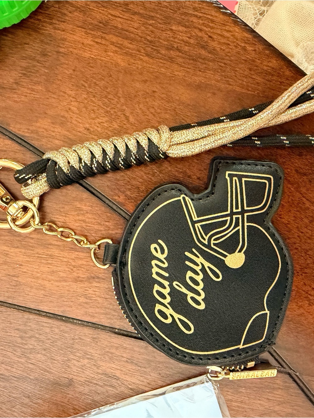 Shiraleah Black and Gold 'Game Day' Helmet Coin Purse Keychain